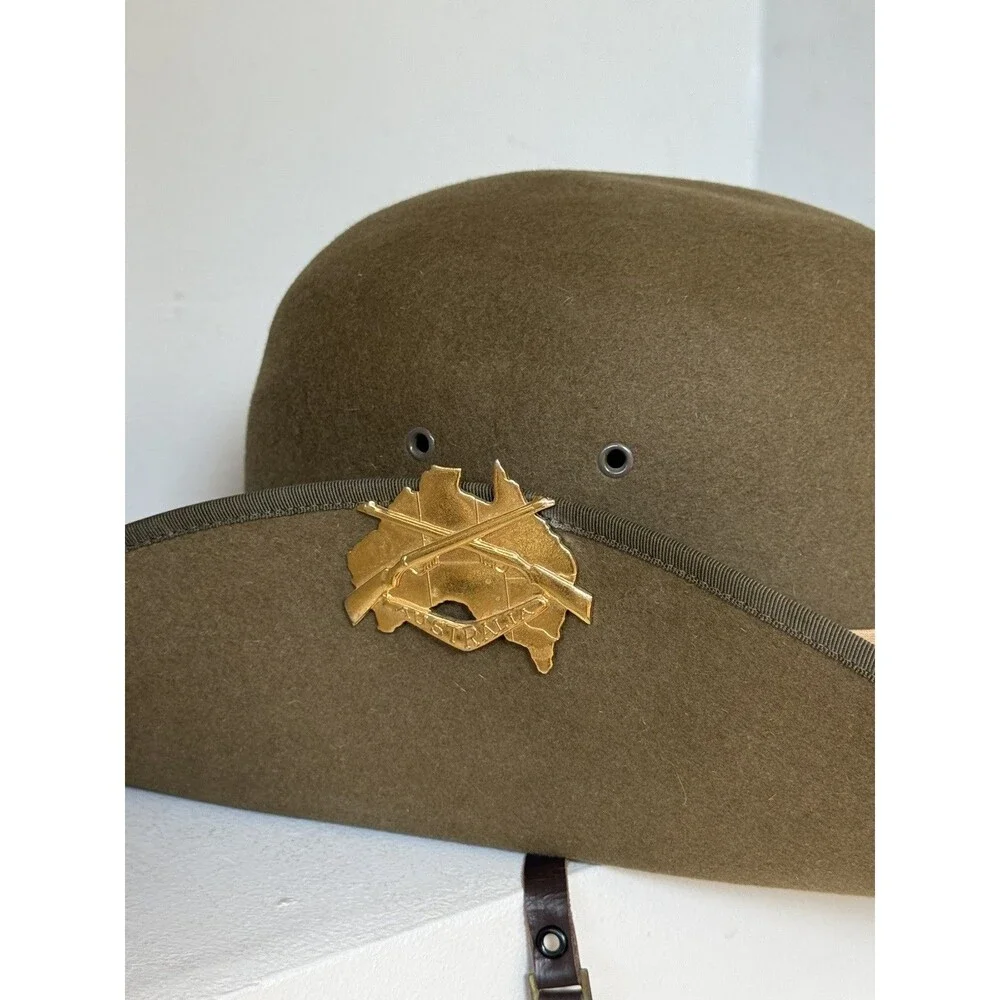 Akubra Aussie Slouch Hat 1601 Sz. 7 Superfine Pure Fur Australian Military Khaki